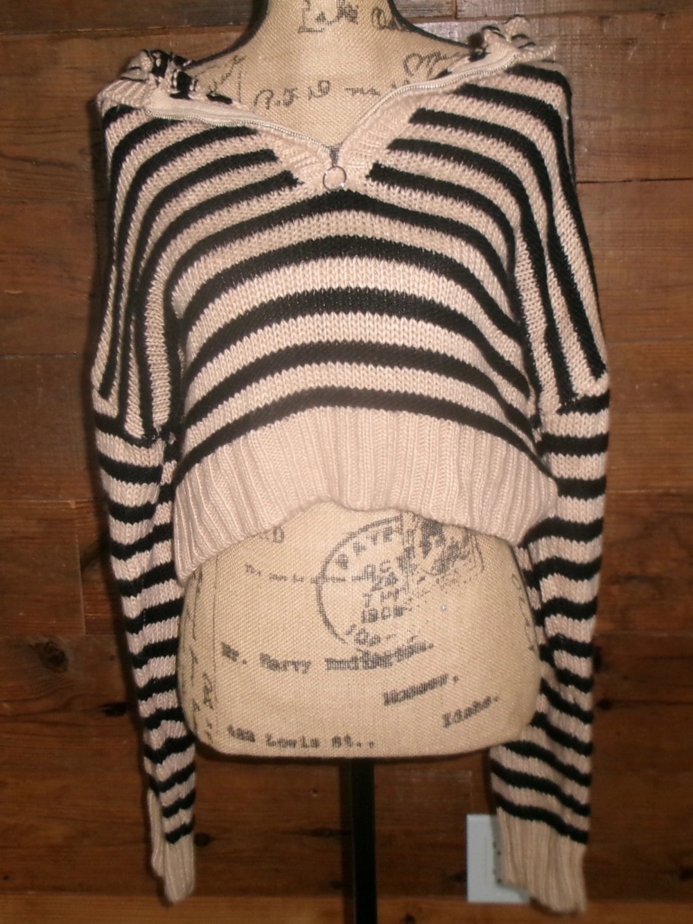 For Love & Lemons striped knit quarter-zip size S